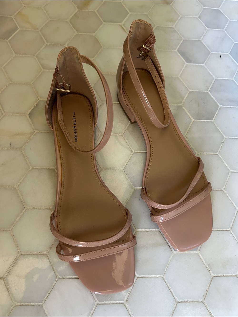 14th & Union Blush Patent Ankle-Strap Sandals